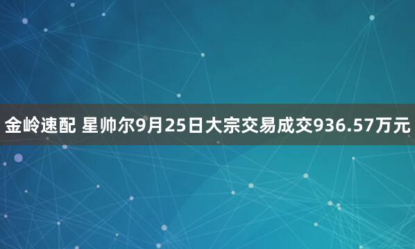 金岭速配 星帅尔9月25日大宗交易成交936.57万元